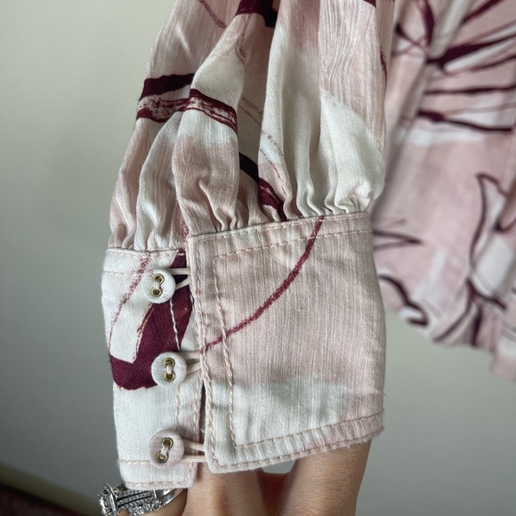 Aje. Amelia Long Sleeve Plunge Mini Dress Abstract Pink Size 8 - Picture 8 of 13